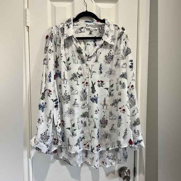 Jane and Delancey Tops - Jane & Delancey Bunny Print Blouse 2X Cottagecore Easter Spring Teacher Top